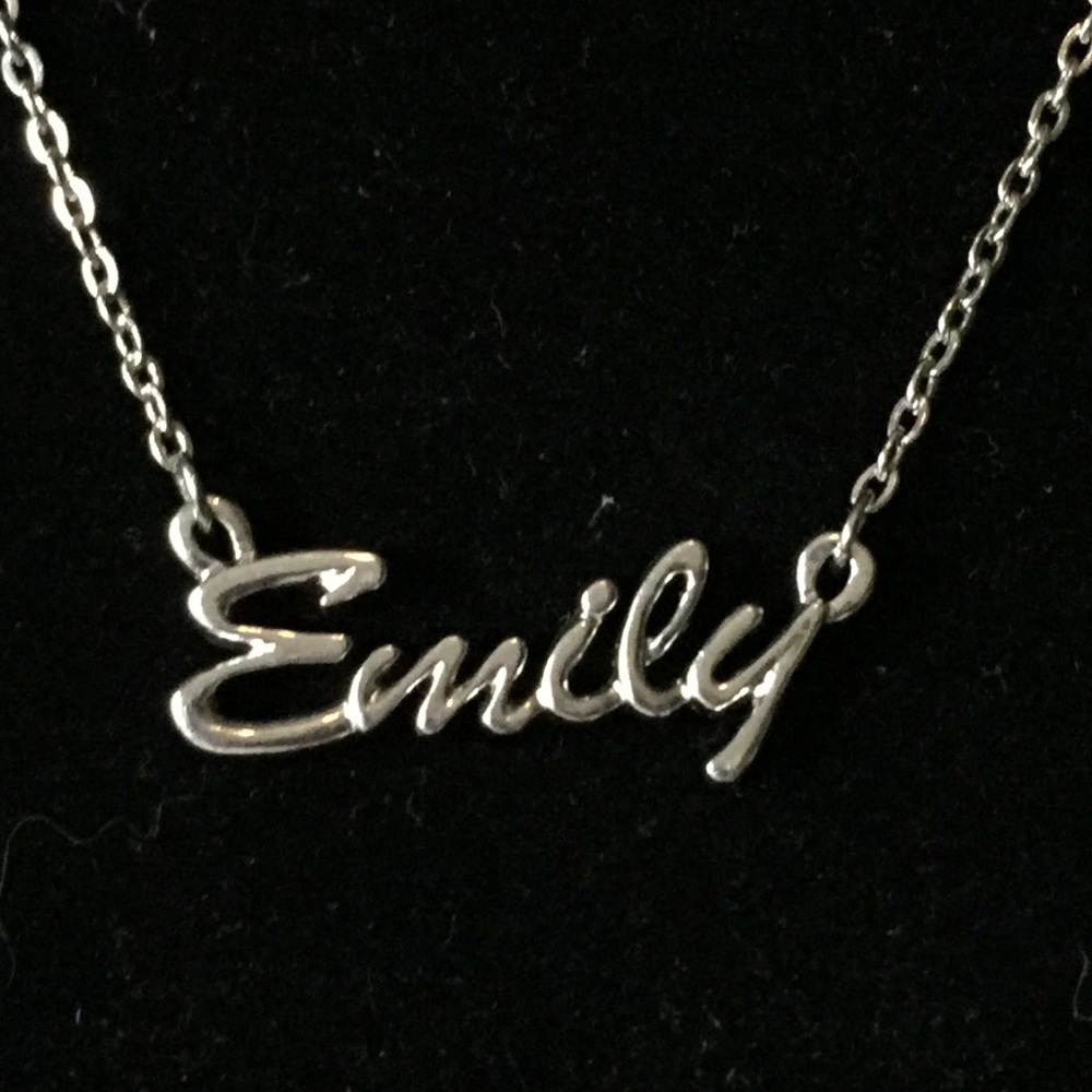 Emily Cursive Name Necklace Silver